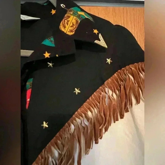 Vintage Lilia Smitty Fringe western gold detail shirt M - Picture 5 of 6